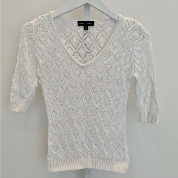 AUDREY TALBOTT WHITE V-NECK KNIT SOFT SWEATER XS - Picture 3 of 15